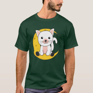 Moon Cat Söta Djur För Nattens Vänner T Shirt