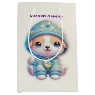 Moon Child Energy Cute Dog Gift Bag – Beige Cozy