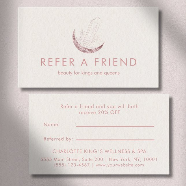 Moon Crystal Energy Healer Salon Beige Rabattkort (Moon Crystal Energy Healer Salon Beige Referral Card)