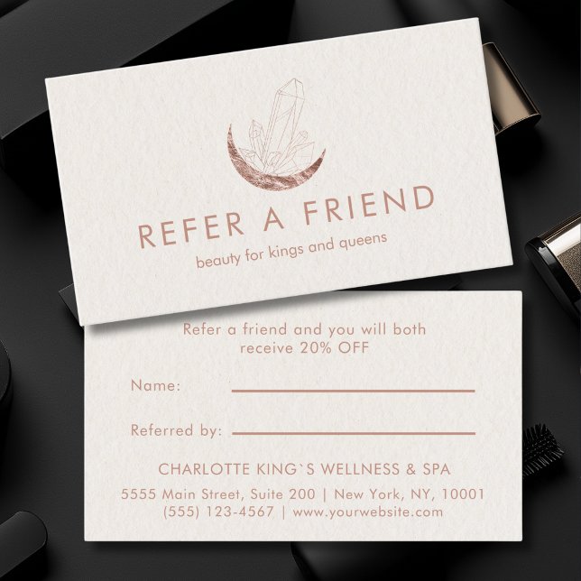 Moon Crystal Energy Healer Salong Beige Rabattkort (Moon Crystal Energy Healer Salon Beige Referral Card)