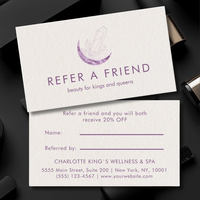 Moon Crystal Energy Healer Salong Beige Rabattkort (Moon Crystal Energy Healer Salon Beige Referral Card)