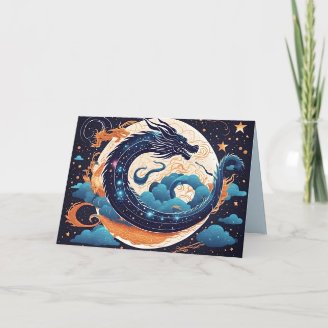 moon dragon greeting card tack kort (Framsida)