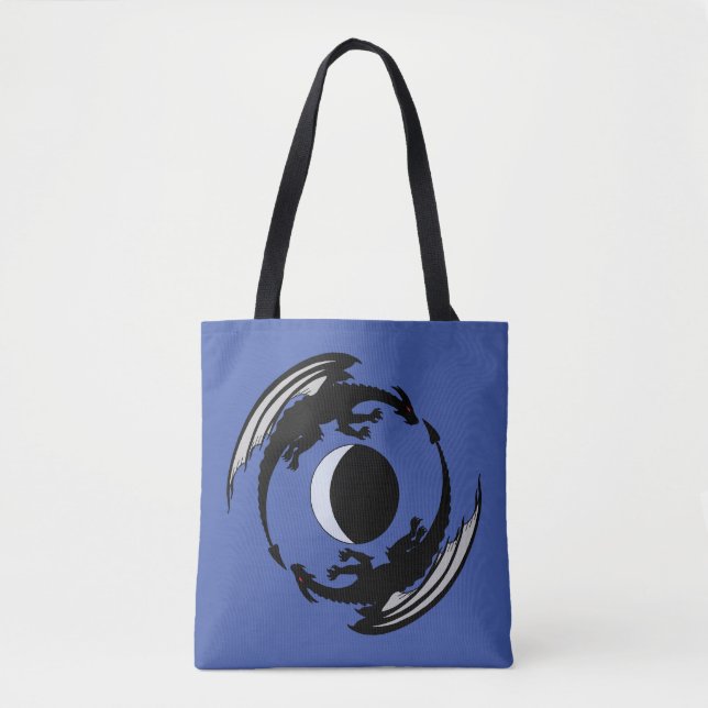 Moon Dragons Fantasy Design Tote Bag Tygkasse (Framsida)