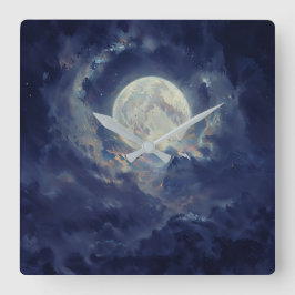 Moon - Ethereal Art Design Fyrkantig Klocka