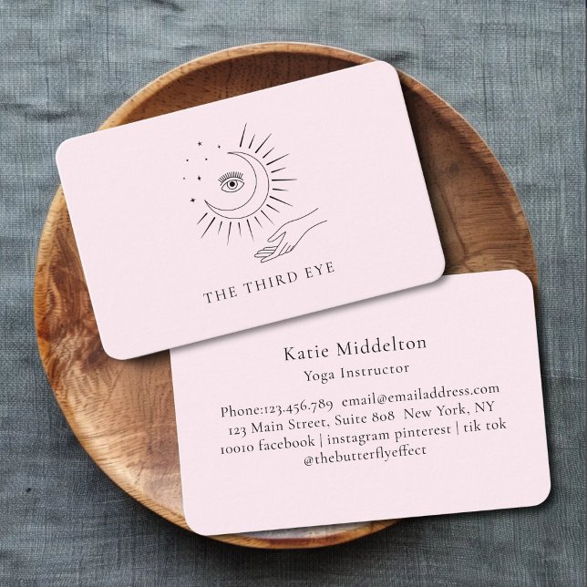 Moon Eye Yoga Reiki Välbefinnande  Visitkort (Moon Eye Yoga Reiki Wellness Business Card)