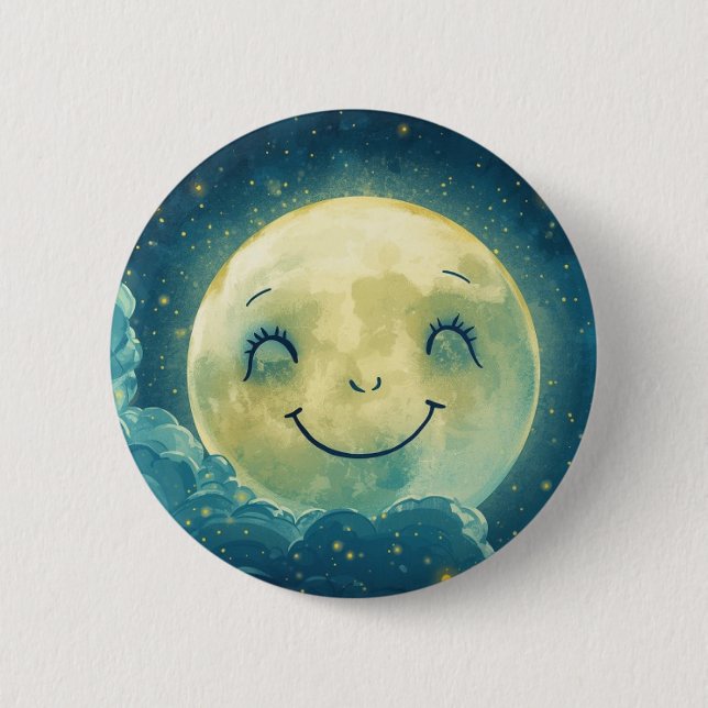 Moon Face Button Pin Knapp (Framsida)