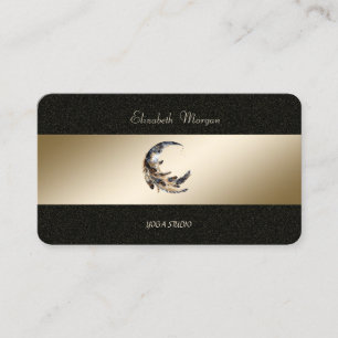 Moon Feather Gold Black Yoga Studio Visitkort