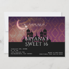 Moon Glow Arabian Nights Moroccan Sweet 16  Inbjudningar