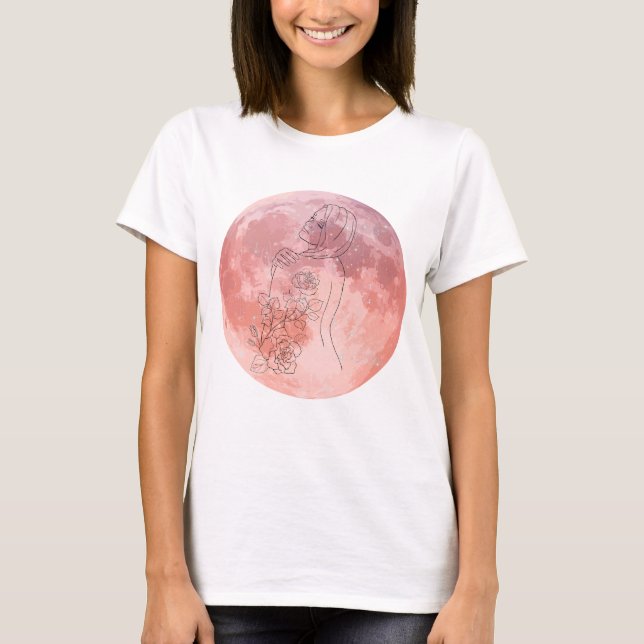 Moon Goddess Celestial Art – Soft Feminine Energy T Shirt (Framsida)