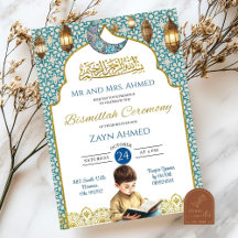 Moon Islamisk Pojke Bismillah Ceremoni