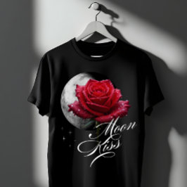 Moon Kiss Rose & Full Moon Romantic Art T Shirt