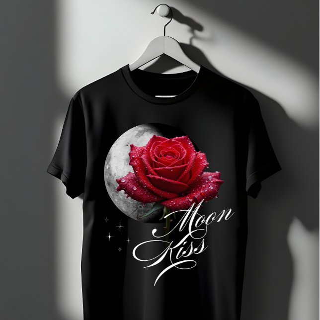 Moon Kiss Rose & Full Moon Romantic Art T Shirt (Skapare uppladdad)