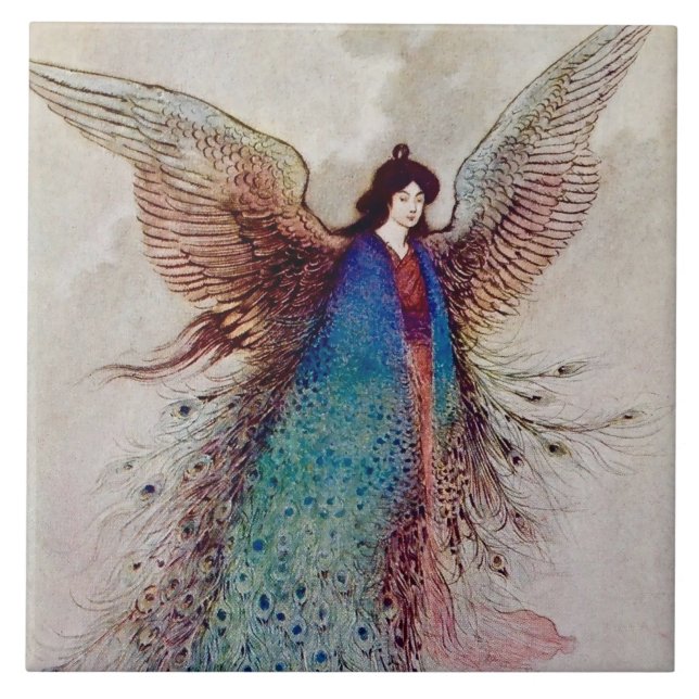 “Moon Maiden” Fairy Art by Warwick Goble Kakelplatta (Framsidan)