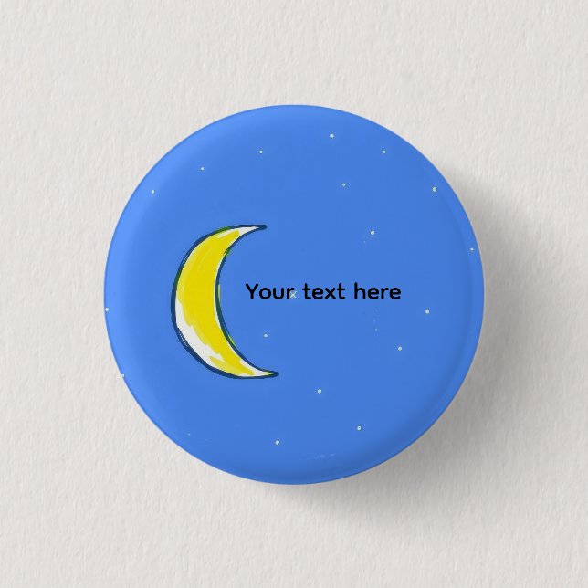 Moon – Minimalistisk mån Anpassad textdesign Knapp (Framsida)