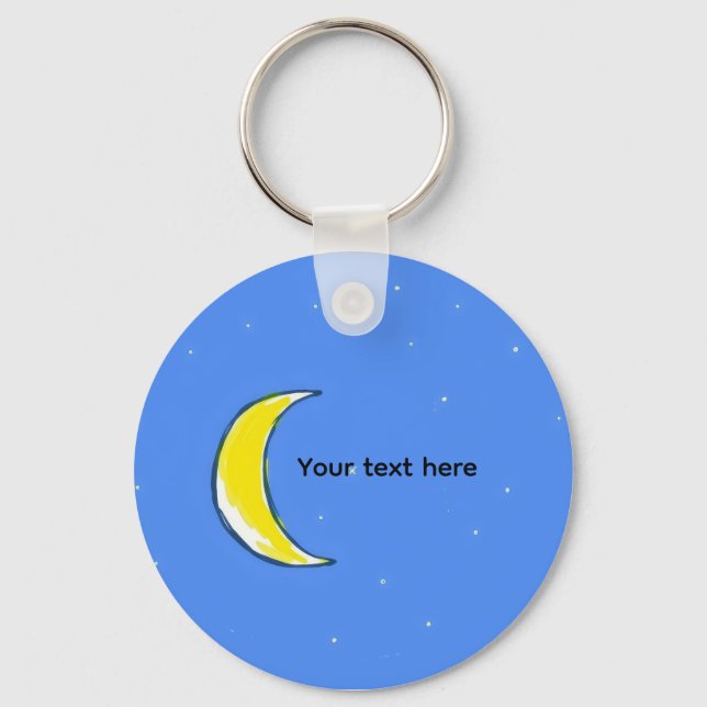 Moon – Minimalistisk mån Anpassad textdesign Nyckelring (Framsida)