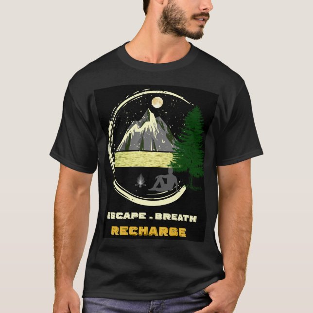 Moon Mountain Escape Breathe Recharge T-Shirt (Framsida)
