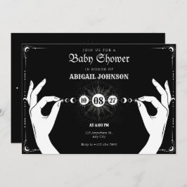 Moon mystical magic hand baby shower inbjudningar