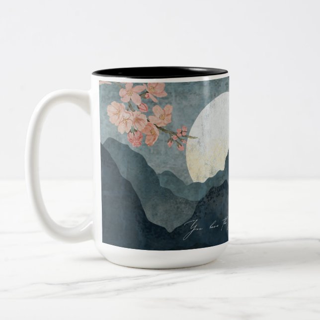 Moon Night Aesthetic White Mug Två-Tonad Mugg (Vänster)