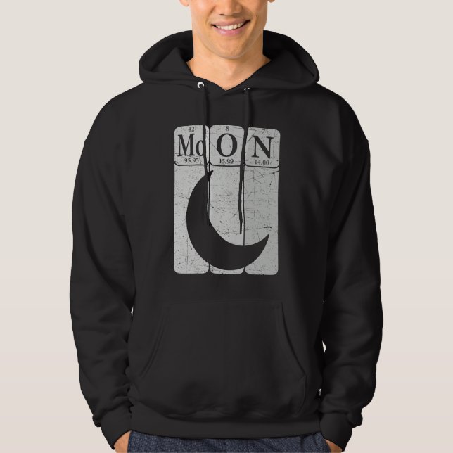 Moon Periodic Table Elements Moon Space Nerd Moon  Hoodie (Framsida)