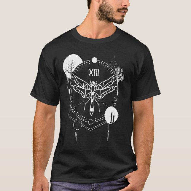Moon Phase Tarot Mystical Gothic Witchcraft Occult T Shirt (Framsida)