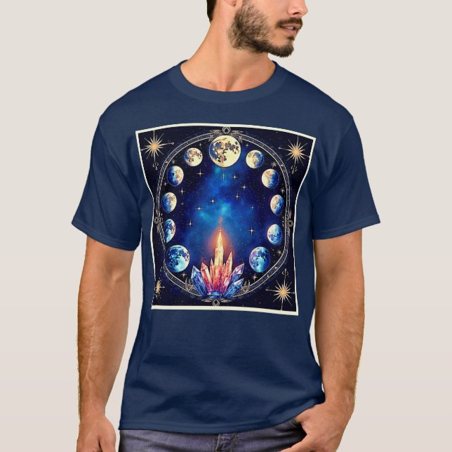 Moon Phases Crystal Cosmos T Shirt (Framsida)