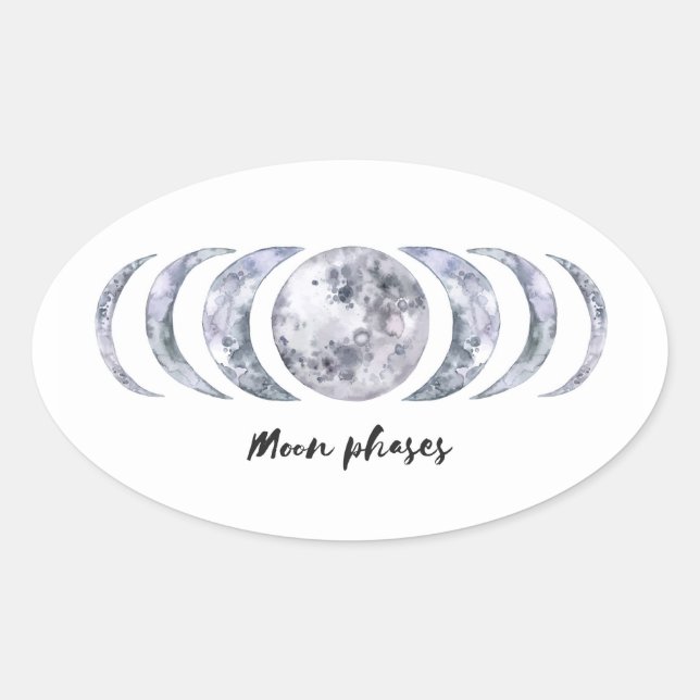 Moon Phases Ovalt Klistermärke (Framsida)