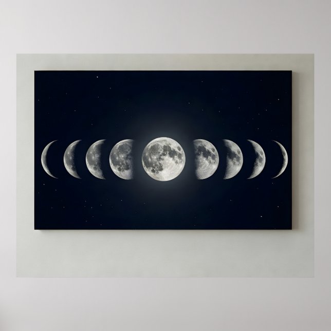 Moon Phases Wall Art Canvas Print Poster (Framsidan)