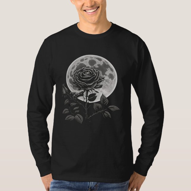 Moon Rose Goth Gothic Witch Witchcraft  2 T Shirt (Framsida)