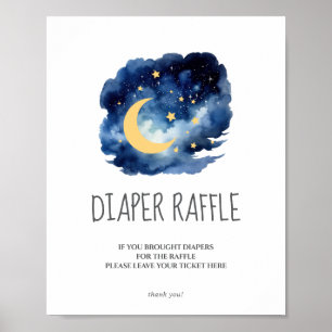 Moon & Stars Blöja Lotteri Baby Shower Skylt