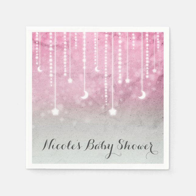 Moon & Stars Celestial Baby Shower-fest Pappersservett (Framsidan)