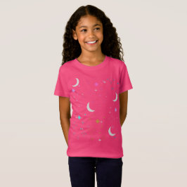 Moon & Stars Minimalistiska tonårstjejer T Shirt