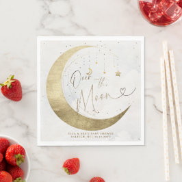 Moon Stars Planet Twinkle White Clouds Baby Shower Pappersservett