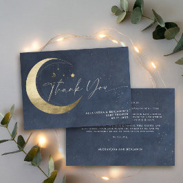 Moon Stars Starry Night Twinkle Navy Baby Shower Tack Kort
