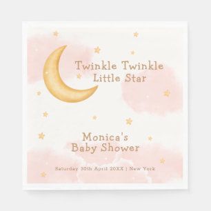 Moon Stars Twinkle Twinkle Girl Baby Shower Pappersservett