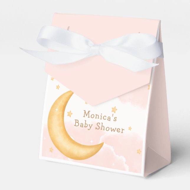 Moon Stars Twinkle Twinkle Girl Baby Shower Presentaskar (Framsidan Sidan)