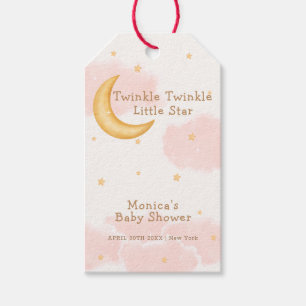 Moon Stars Twinkle Twinkle Girl Baby Shower Presentetikett
