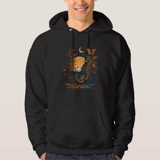 Moon Sun Celestial Monarch Butterfly  2 Hoodie (Framsida)