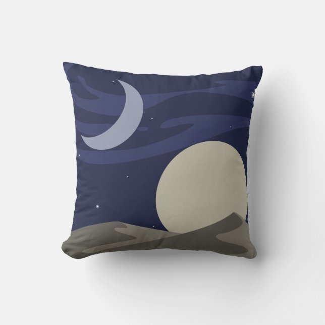 Moon & Sun Night over Desert Dunes Throw Pillow Kudde (Framsida)