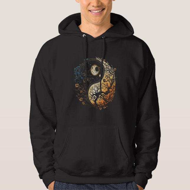 Moon Sun Yin Yang Day and Night  2 Hoodie (Framsida)