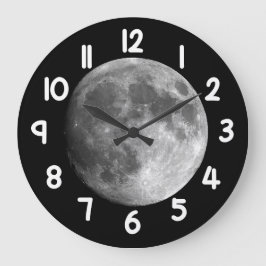 Moon Wall Clock – Black Night Sky Space Home Decor Stor Klocka