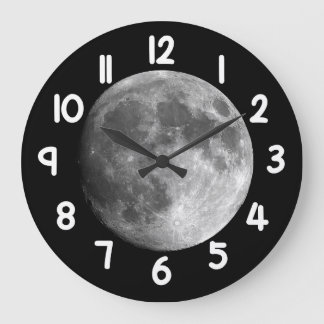 Moon Wall Clock – Black Night Sky Space Home Decor Stor Klocka