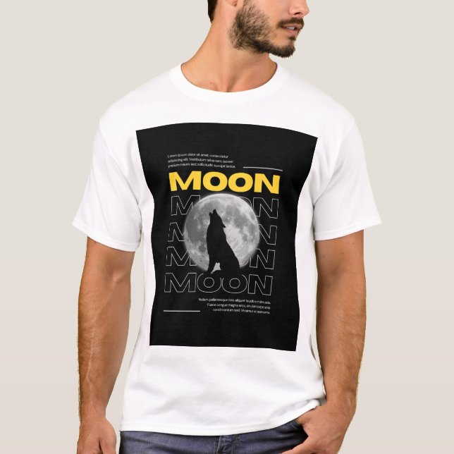 Moon & Wolf T-Shirt – Mystical Nature Graphic Tee (Framsida)