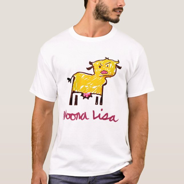 Moona Lisa Cow Teckning T-Shirt (Framsida)