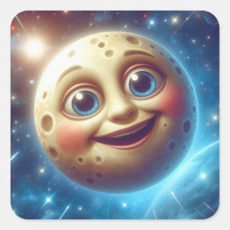 Moonage Smiles Fyrkantigt Klistermärke