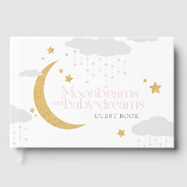 Moonbeams and baby dreams pink baby shower gästböcker