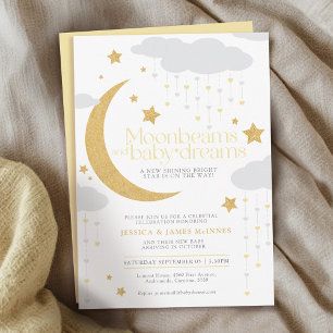 Moonbeams baby drömmer om gult babydusch för smör inbjudningar