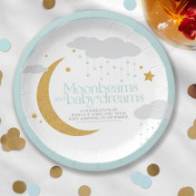 Moonbeams och baby drömmer om babyduschblått