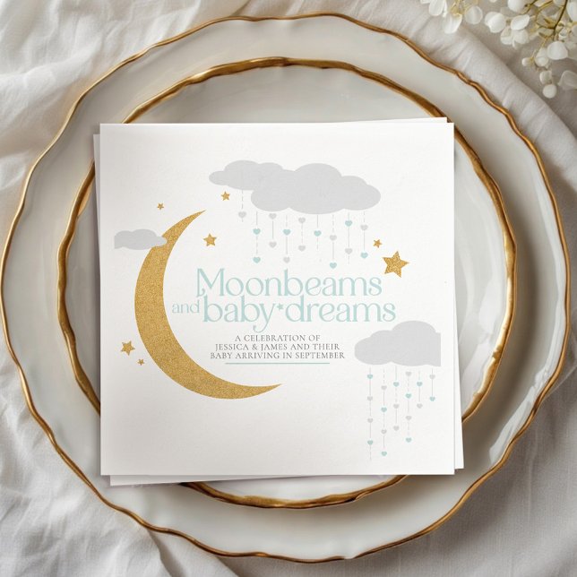Moonbeams och baby drömmer om babyduschblått pappersservett (Skapare uppladdad)