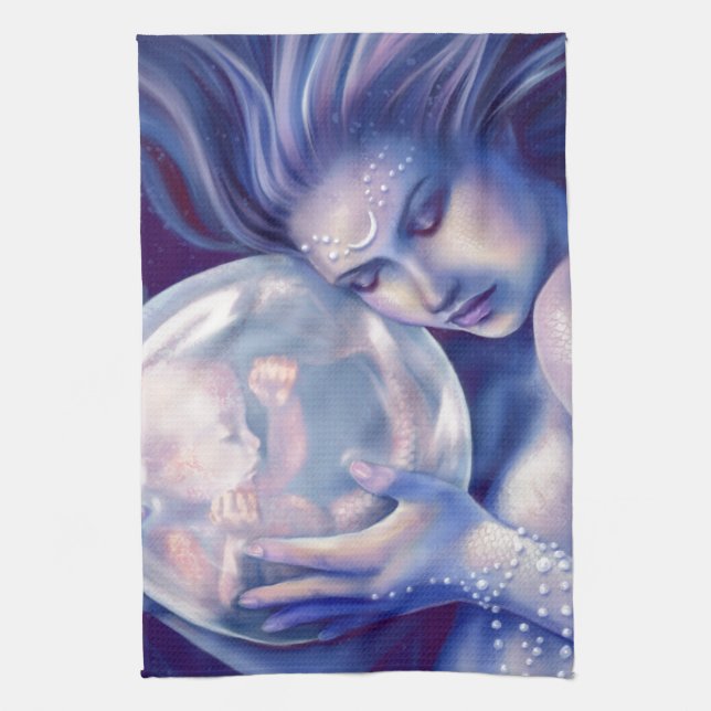 Moonborn - sjöjungfru och baby kökshandduk (Vertikal)