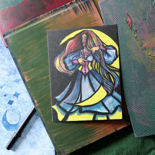 MoonChild Goddess Art Måne Goddesses Måne Child Vykort